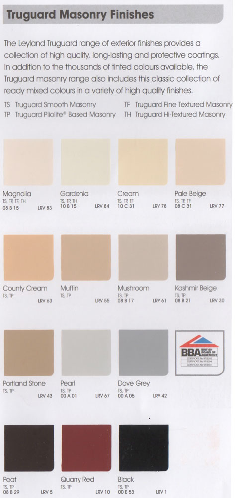Leyland Emulsion Colour Chart